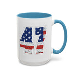 Trump 47 Coffee Mug - American Flag Lettering