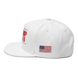 Trump 2028 Embroidered Flat Bill Hat - American Flag on Side