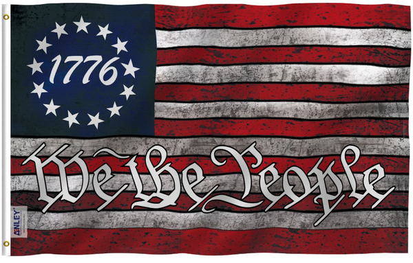 We The People  Flag 1776 Betsy Ross Vintage Tattered Design