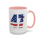 Trump 47 Coffee Mug - American Flag Lettering