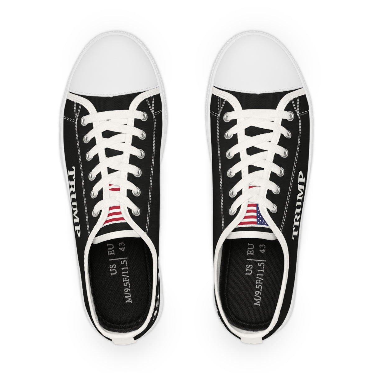 Trump 45-47 Canvas Low Top Sneaker Shoes - Black