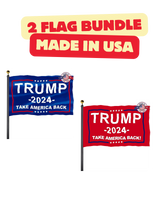 100% MADE IN USA - Trump 2024 Take America Back Flags- 2 PACK