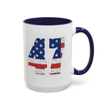 Trump 47 Coffee Mug - American Flag Lettering