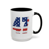 Trump 47 Coffee Mug - American Flag Lettering