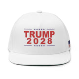 Trump 2028 Embroidered Flat Bill Hat - American Flag on Side