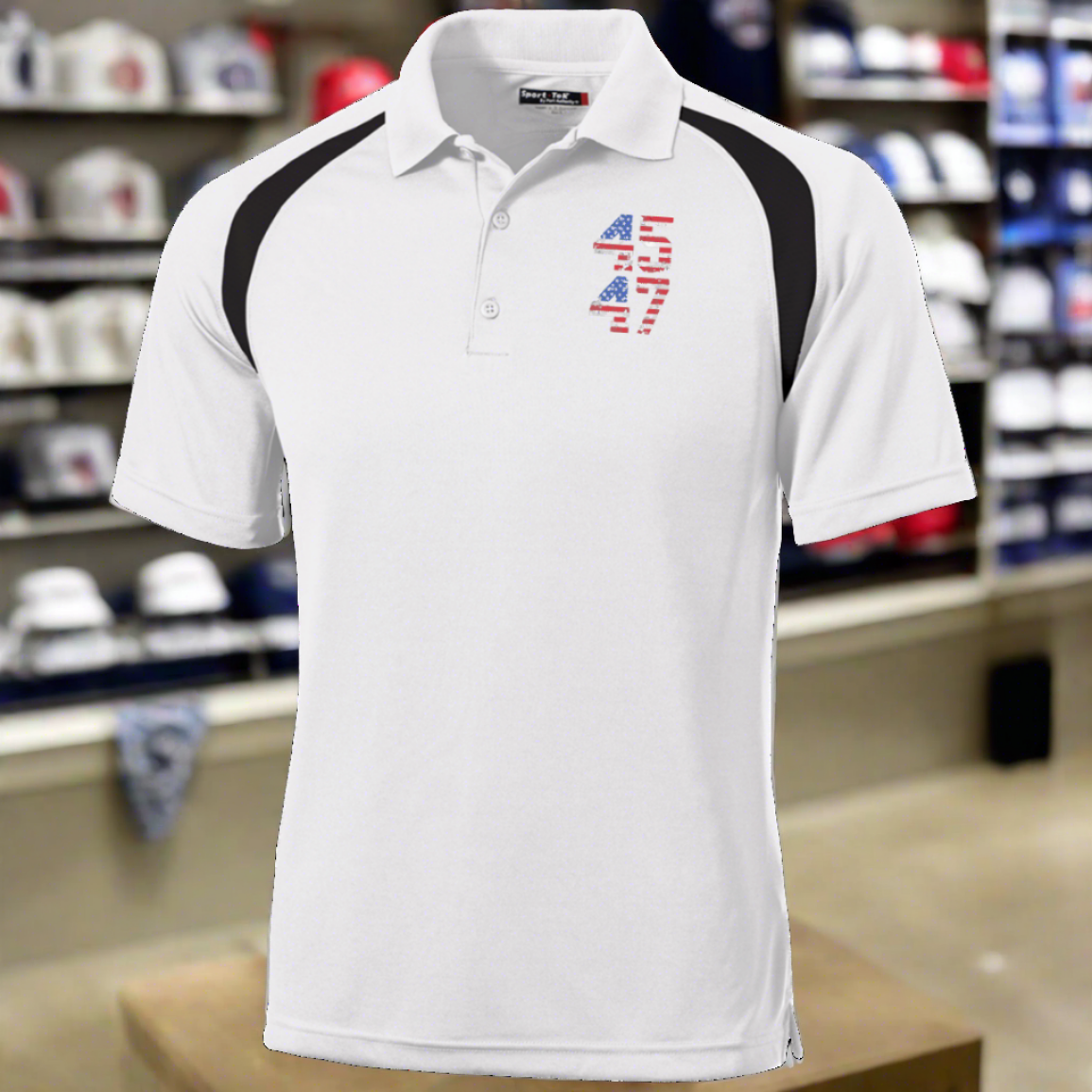 Trump 45 47 American Flag Moisture Wicking Golf Shirt officialtrump2024store