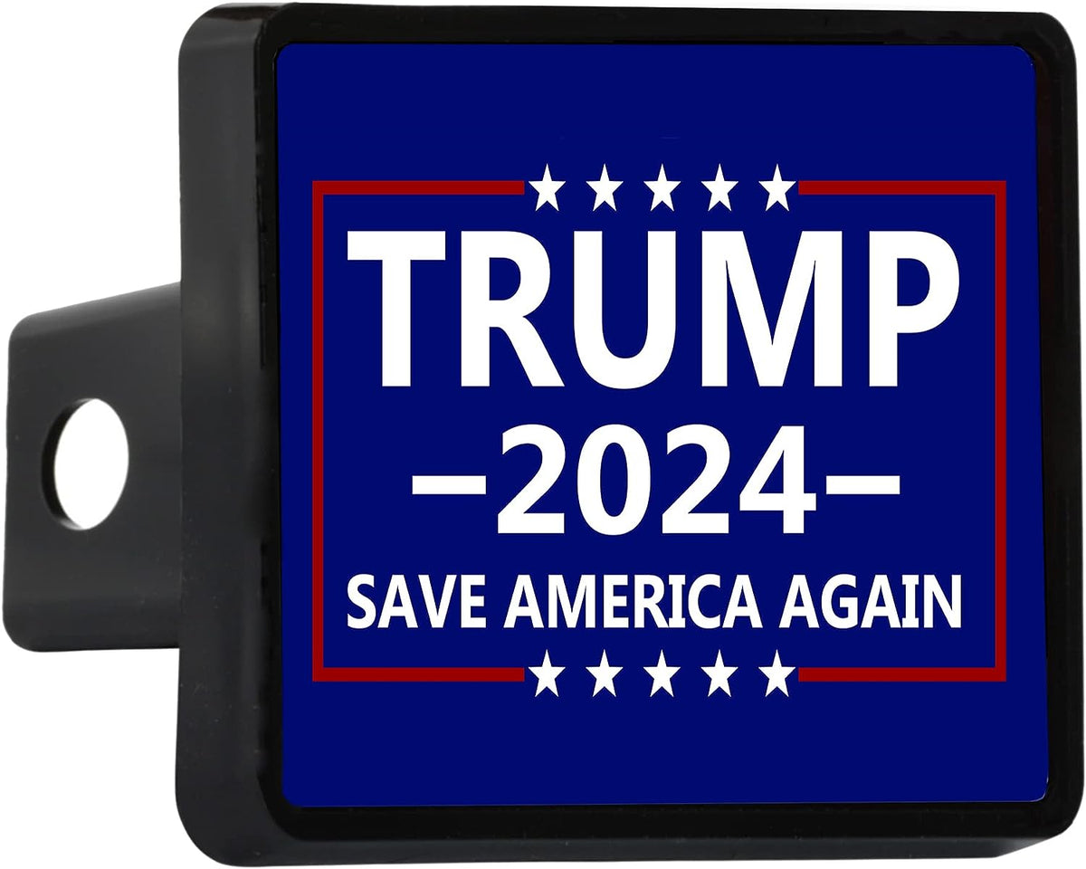 President Donald Trump 2024 Trailer Hitch Cover Save America Again Blu