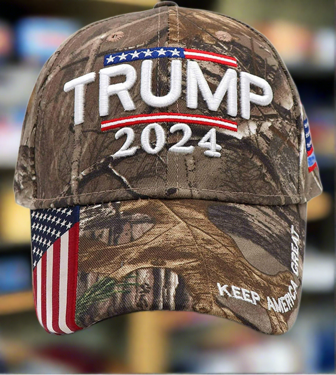 Donald Trump 2024 Camo Baseball Hat Mossy Oak Trucker Cap Made in