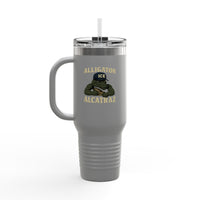 Alligator Alcatraz Gator wearing ICE hat on 40oz Insulated Travel Mug