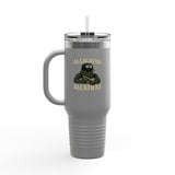 Alligator Alcatraz Gator wearing ICE hat on 40oz Insulated Travel Mug