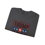Trump 2028 American Flag & 45-47 on Sleeves Heavy Blend Crewneck Sweatshirt/Sweater