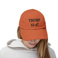Trump 45-47 Distressed Hat Vintage Worn Tattered Design