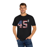 Trump 45 Squared T-Shirt with American Flag Lettering