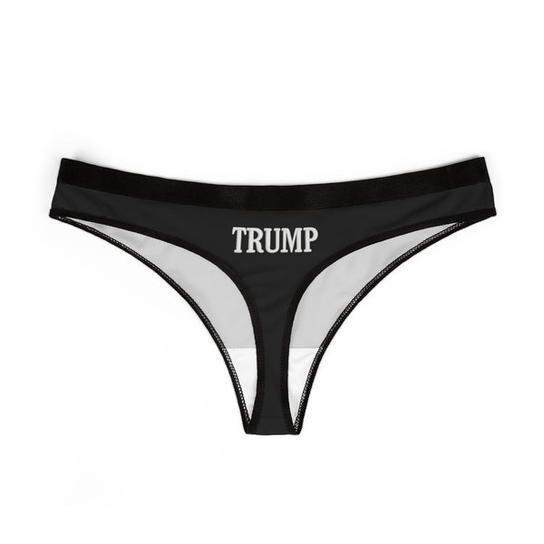 Trump Women's Thong Underwear Black with White Text on back