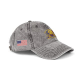 Embroidered Vintage American Flag Cap — Distressed Red Baseball Hat