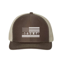 Trump Flag Snapback Trucker Hat with White American Flag