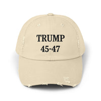 Trump 45-47 Distressed Hat Vintage Worn Tattered Design