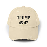 Trump 45-47 Distressed Hat Vintage Worn Tattered Design