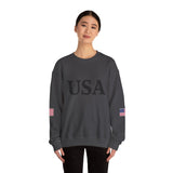 USA Sweatshirt/Sweater American Flag on Sleeves Heavy Blend Crewneck