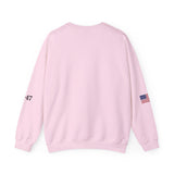 Trump 2028 American Flag & 45-47 on Sleeves Heavy Blend Crewneck Sweatshirt/Sweater