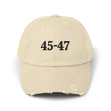 Trump 45-47 Distressed Hat Vintage-Style MAGA Cap with DTG Printing