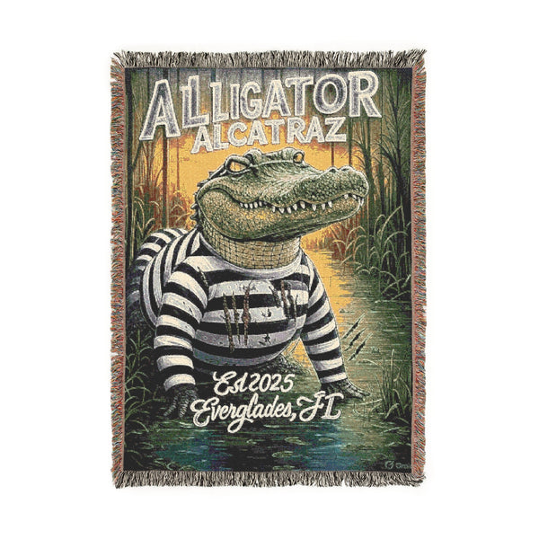 Alligator Alcatraz Woven Blanket 52x37"