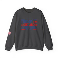 Trump Was Right About Everything 45-47 & American Flag on Sleeves Heavy Blend Crewneck Sweatshirt/Sweater