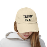Trump 45-47 Distressed Hat Vintage Worn Tattered Design
