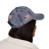 Embroidered Vintage American Flag Cap — Distressed Red Baseball Hat