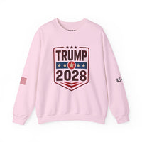 Trump 2028 American Flag & 45-47 on Sleeves Heavy Blend Crewneck Sweatshirt/Sweater