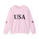 USA Sweatshirt/Sweater American Flag on Sleeves Heavy Blend Crewneck