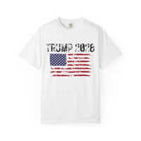 Tattered Design - Trump 2028 White T-Shirt w American Flag