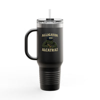Alligator Alcatraz Gator wearing ICE hat on 40oz Insulated Travel Mug