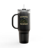 Alligator Alcatraz Gator wearing ICE hat on 40oz Insulated Travel Mug