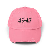 Trump 45-47 Distressed Hat Vintage-Style MAGA Cap with DTG Printing