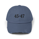 Trump 45-47 Distressed Hat Vintage-Style MAGA Cap with DTG Printing