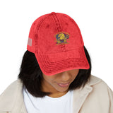 Embroidered Vintage American Flag Cap — Distressed Red Baseball Hat
