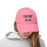 Trump 45-47 Distressed Hat Vintage Worn Tattered Design