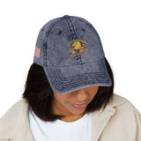 Embroidered Vintage American Flag Cap — Distressed Red Baseball Hat