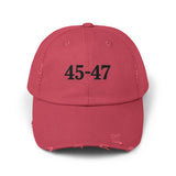 Trump 45-47 Distressed Hat Vintage-Style MAGA Cap with DTG Printing