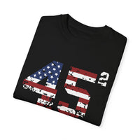Trump 45 Squared T-Shirt with American Flag Lettering