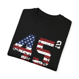 Trump 45 Squared T-Shirt with American Flag Lettering