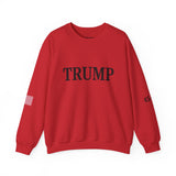 Trump 45-47 & American Flag on Sleeves Heavy Blend Crewneck Sweatshirt/Sweater