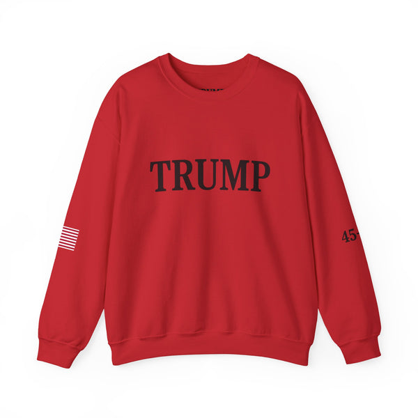 Trump 45-47 & American Flag on Sleeves Heavy Blend Crewneck Sweatshirt/Sweater