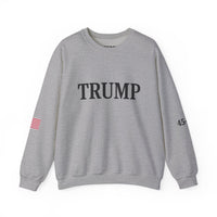 Trump 45-47 & American Flag on Sleeves Heavy Blend Crewneck Sweatshirt/Sweater