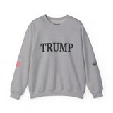 Trump 45-47 & American Flag on Sleeves Heavy Blend Crewneck Sweatshirt/Sweater