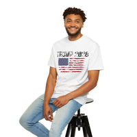Tattered Design - Trump 2028 White T-Shirt w American Flag
