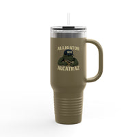 Alligator Alcatraz Gator wearing ICE hat on 40oz Insulated Travel Mug