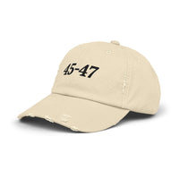 Trump 45-47 Distressed Hat Vintage-Style MAGA Cap with DTG Printing