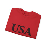 USA Trump 45-47 & American Flag on Sleeves Heavy Blend Crewneck Sweatshirt/Sweater
